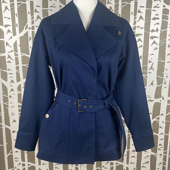 Navy Blue Riviera Short Trench Coat NEW XS - Picture 1 of 11